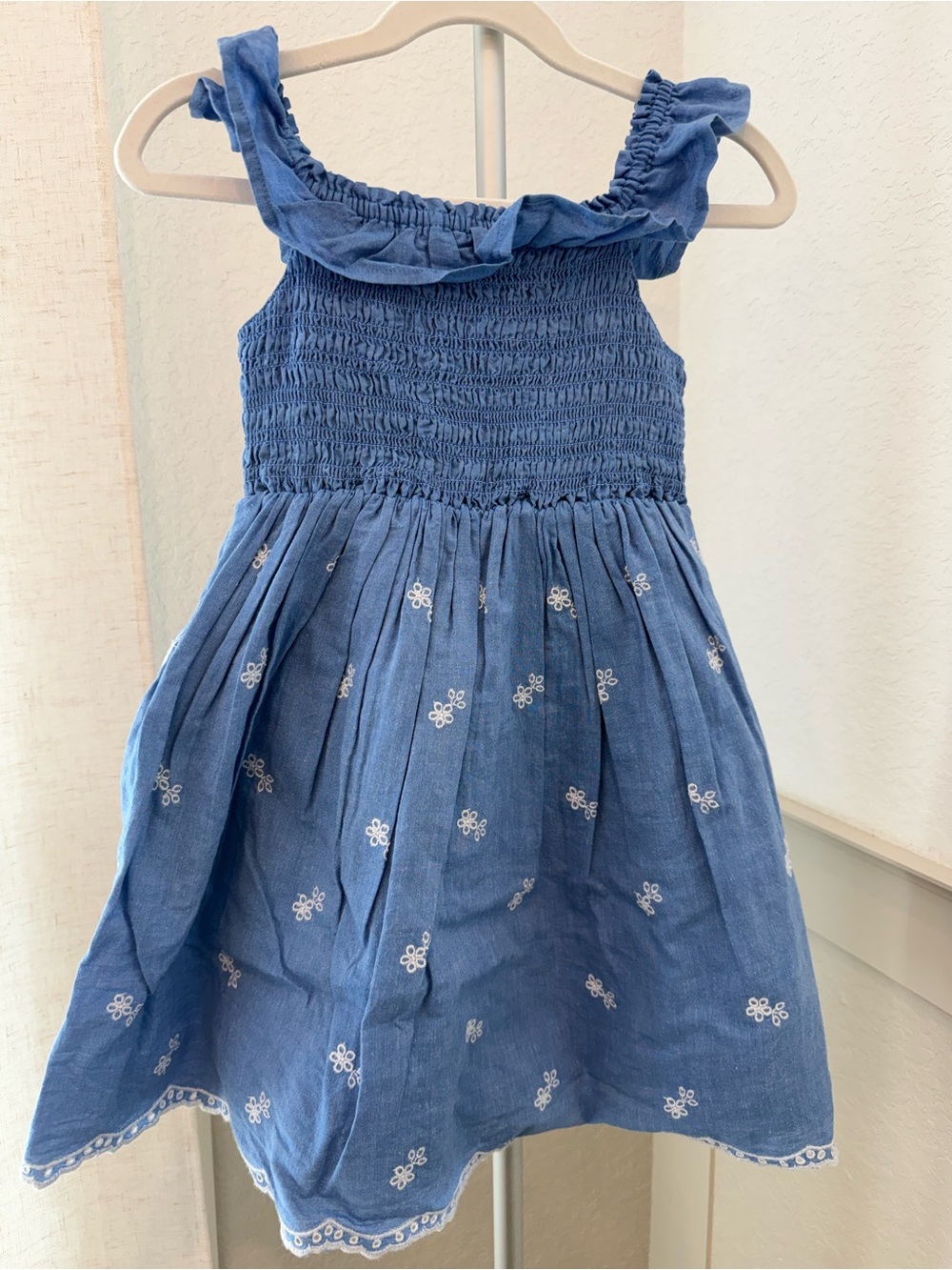 Blue Smocked Islet Floral Dress